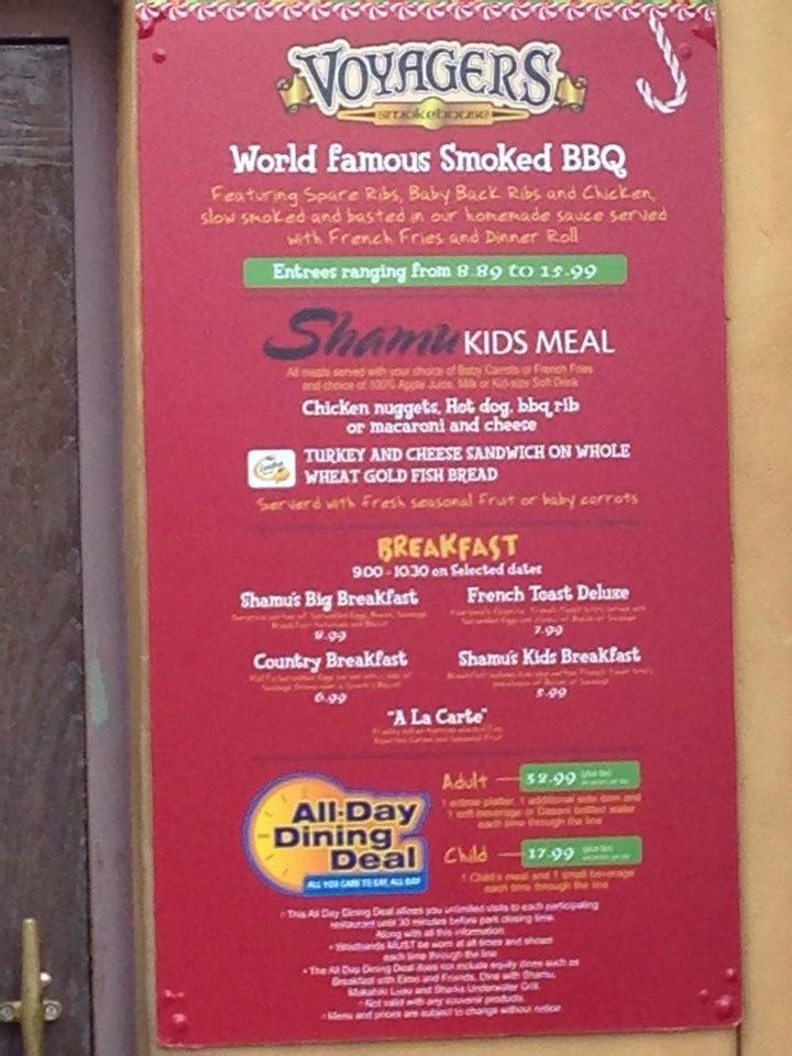 Voyager's Smokehouse menu