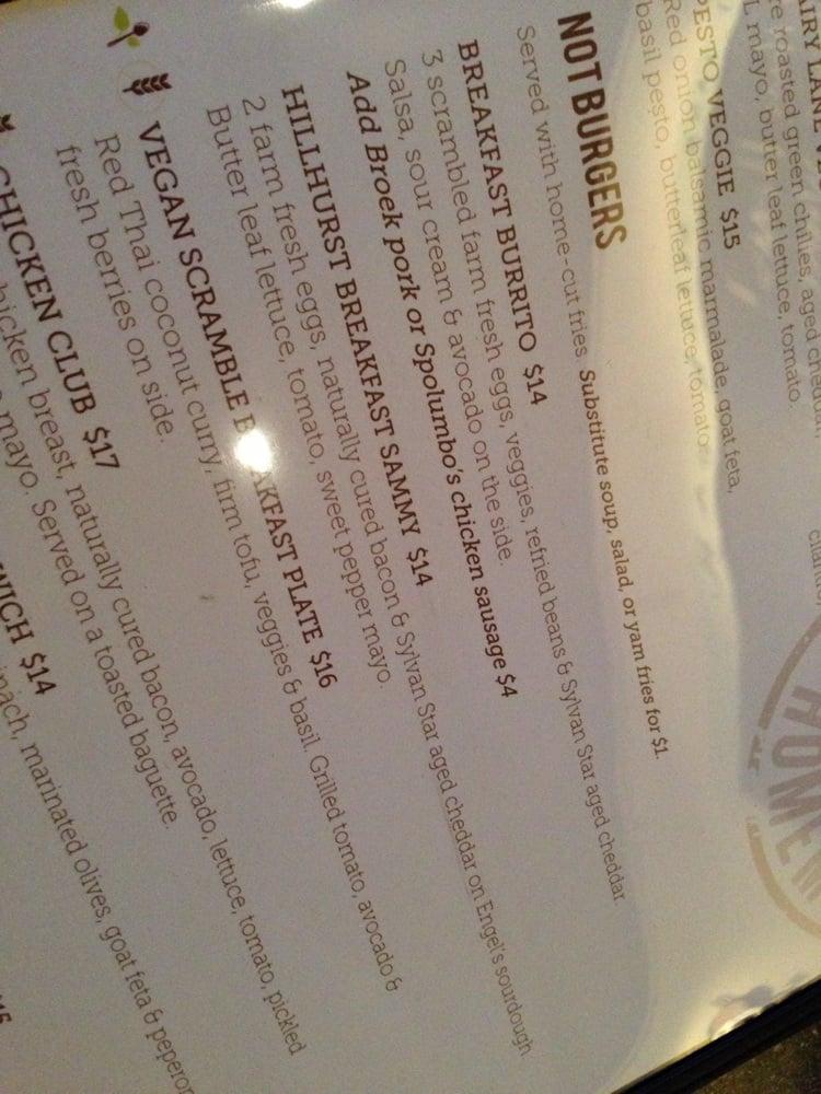 Menu at Dairy Lane Cafe, Calgary
