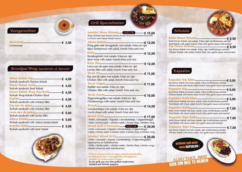 Menu de Istanbul Restaurant