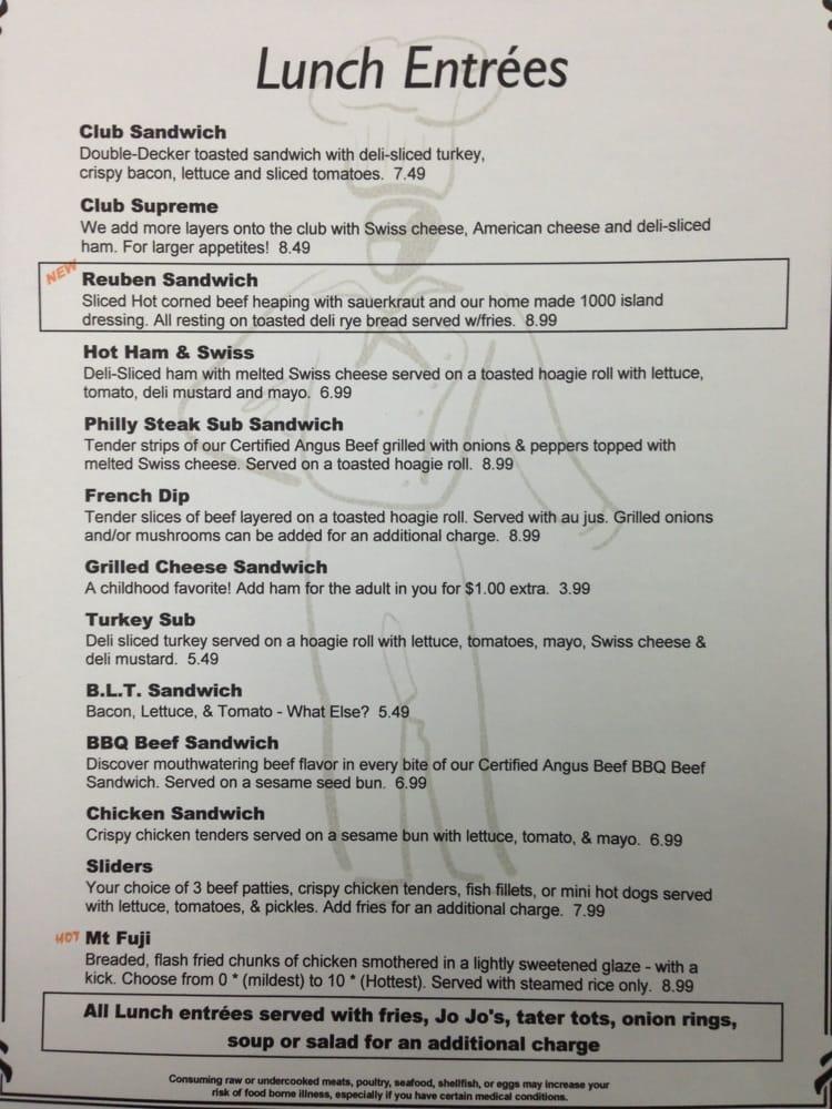 Menu at Last Frontier steakhouse, Yakima