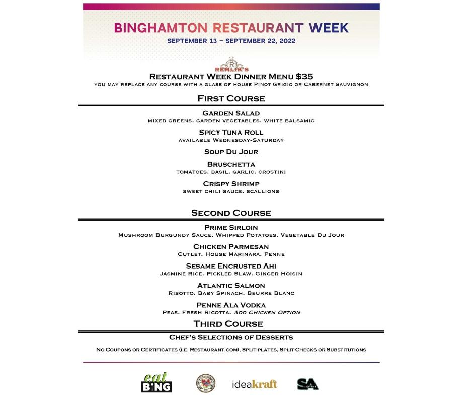 Menu at Remlik's Grille & Oyster Bar, Binghamton