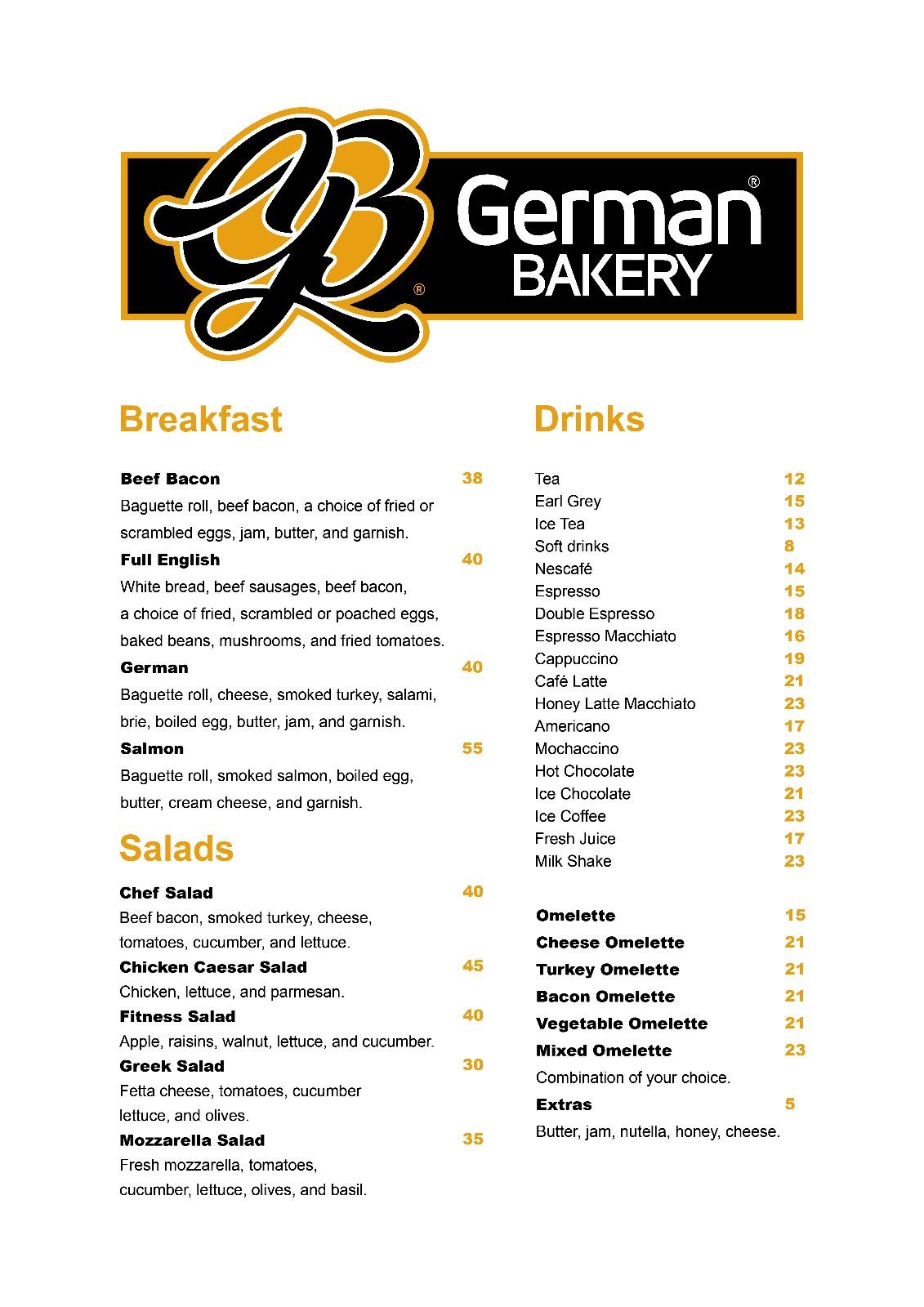 Carta de German Bakery, Sharm elSheij, Peace Road