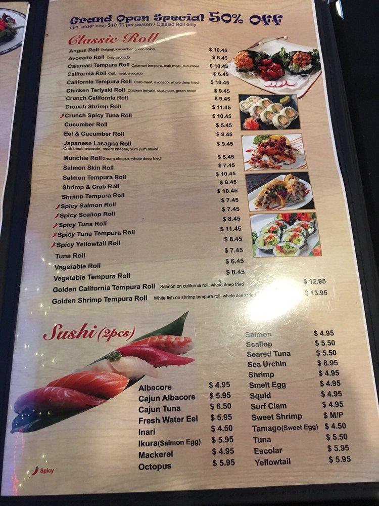 Menu at Sake Sushi & Korean BBQ, Lompoc