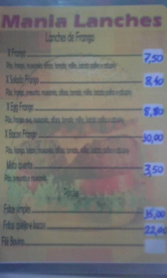 Mania Lanches Ubá MG cardápio