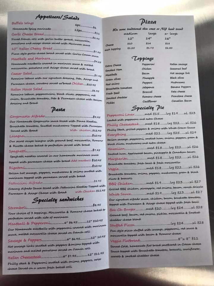 Menu at Pizza Peel pizzeria, Cathedral City