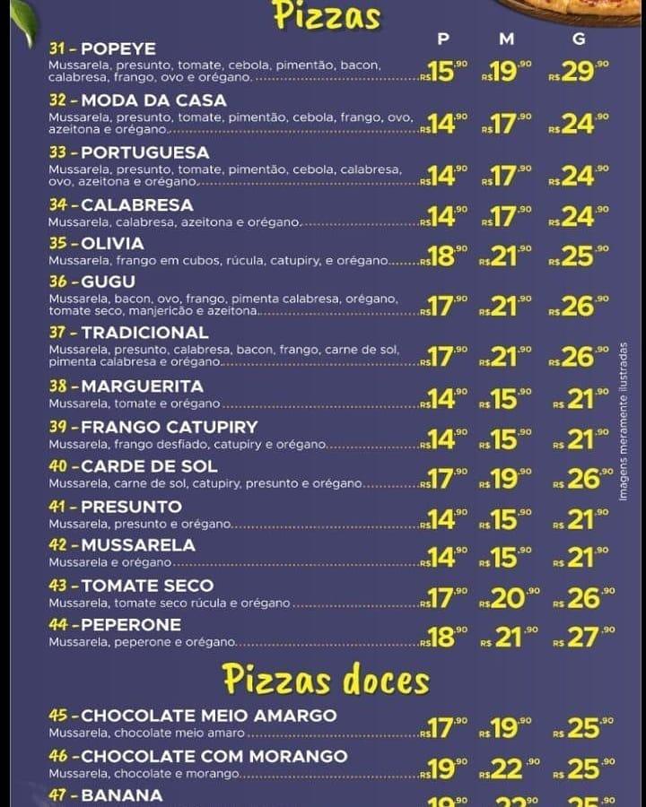 Popeye Lanches cardápio