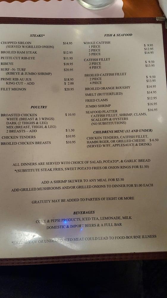 Menu at Roberts Americus Restaurant, USA