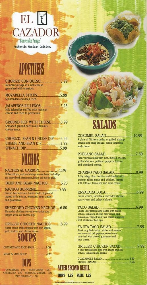 Menu at El Cazador LLC restaurant, Englewood
