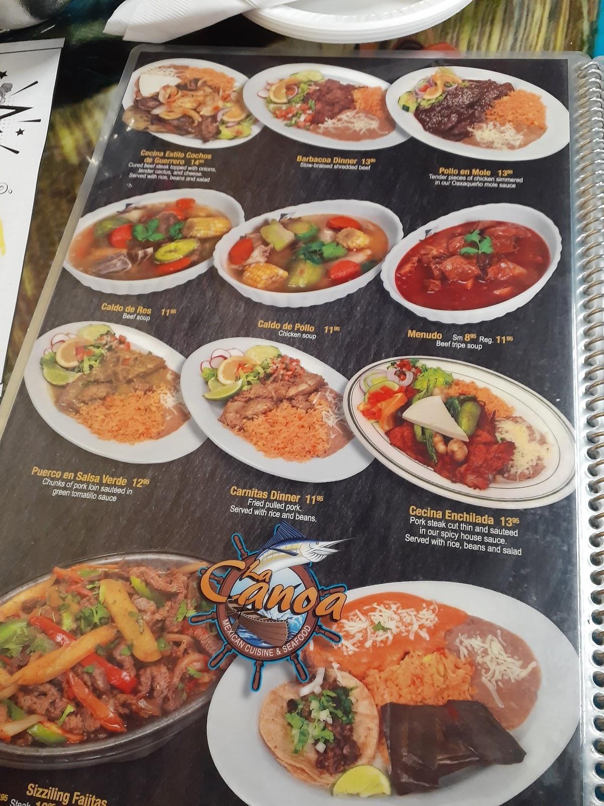 Menu at La Canoa restaurant, Waukegan