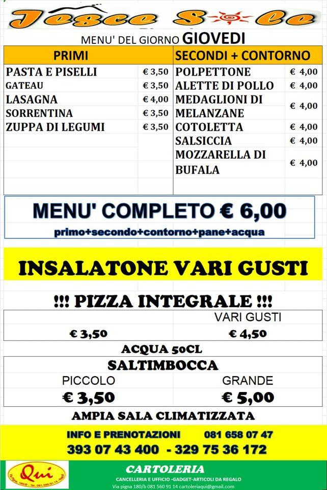 Menu di Pizzeria Jesce Sole 