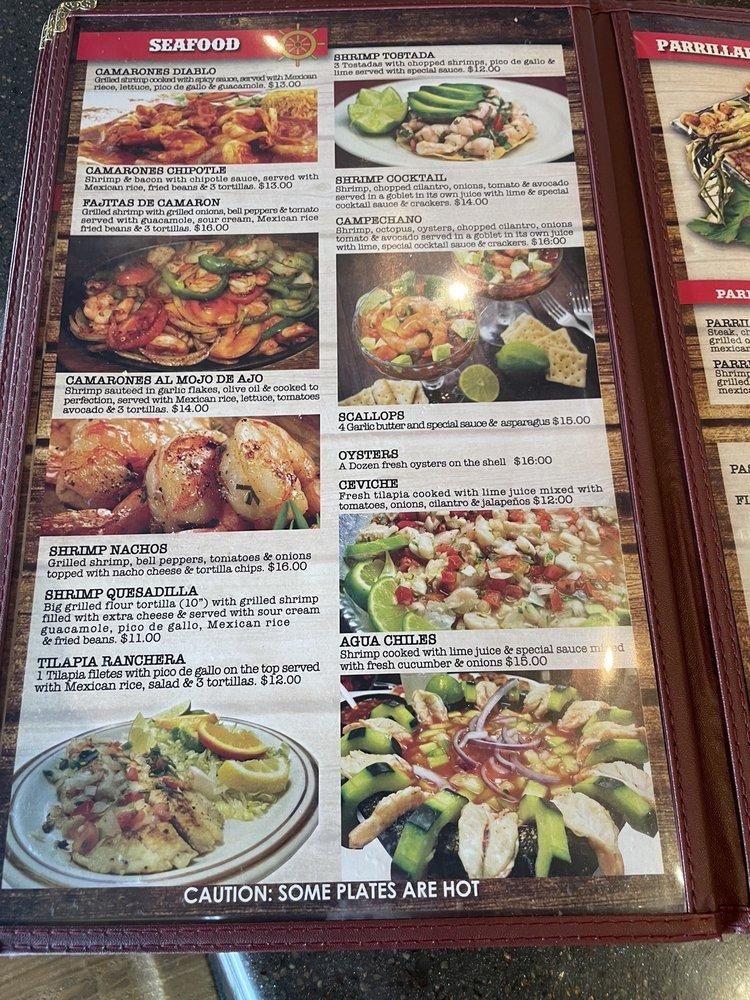 Menu at Señor Julio’s restaurant, Moline