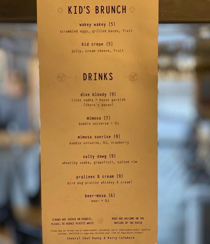 Menu at The Dive Gunnison pub & bar, Gunnison