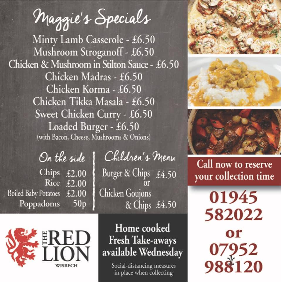 Menu at The Red Lion pub & bar, Wisbech