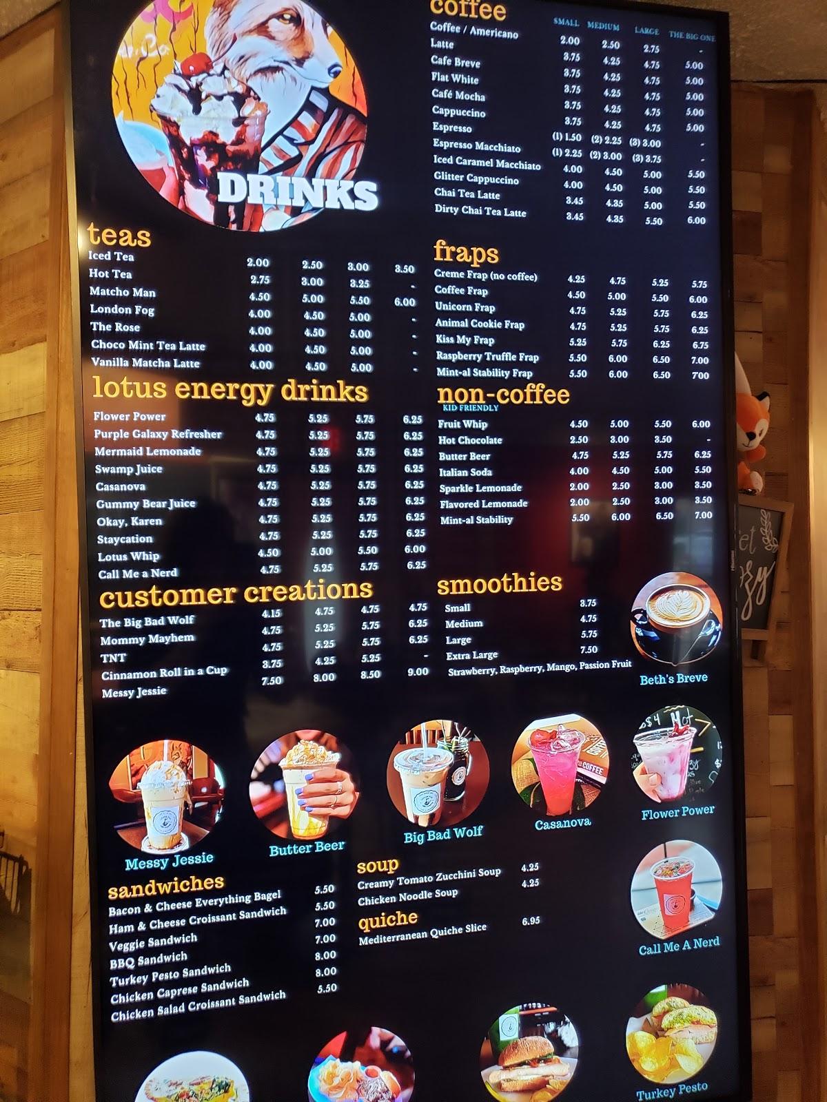 Menu at Clever Fox Coffee restaurant, Claremore