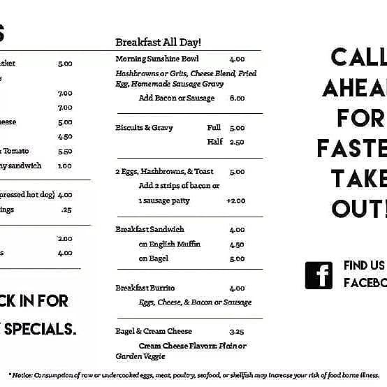 Menu at Zaba's restaurant, Saint Augustine Beach