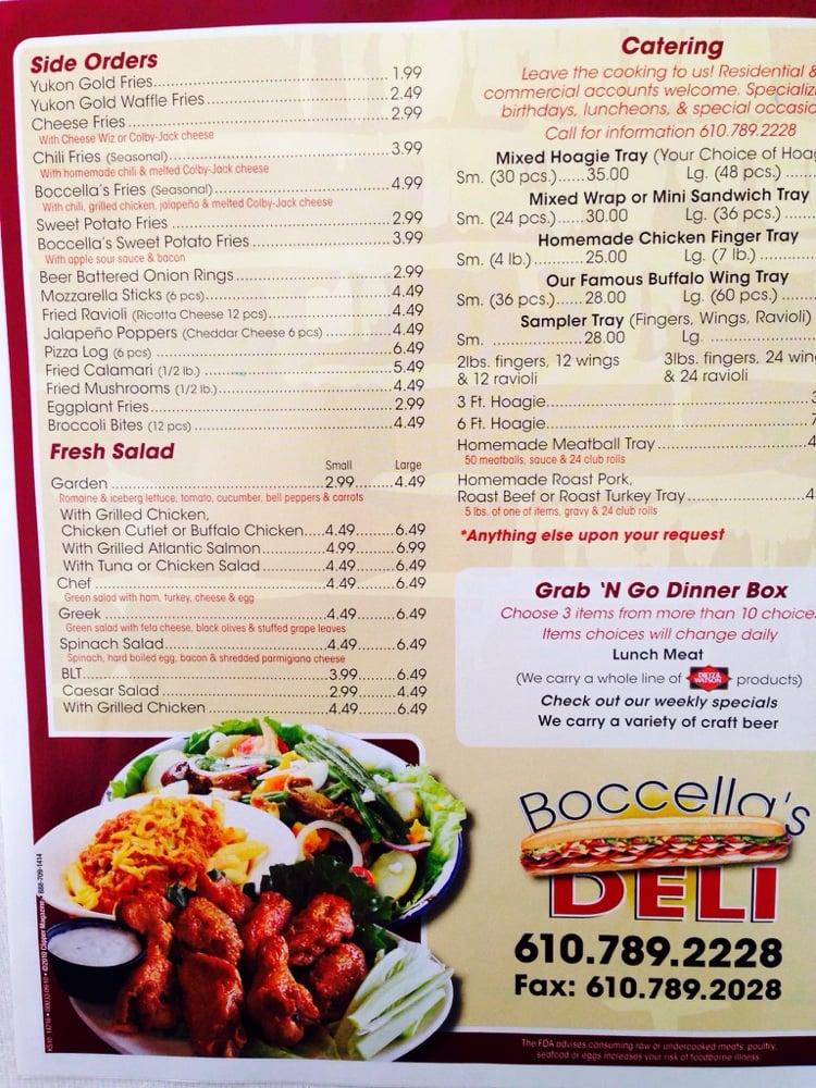 Menu at Boccella's Deli fast food, Havertown