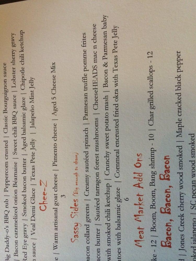 Menu at The Strip Club 104 Steakhouse, Greer
