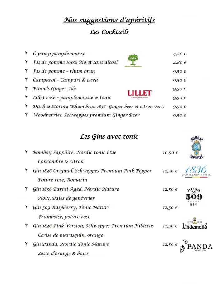 Menu at Brasserie St Limbourg