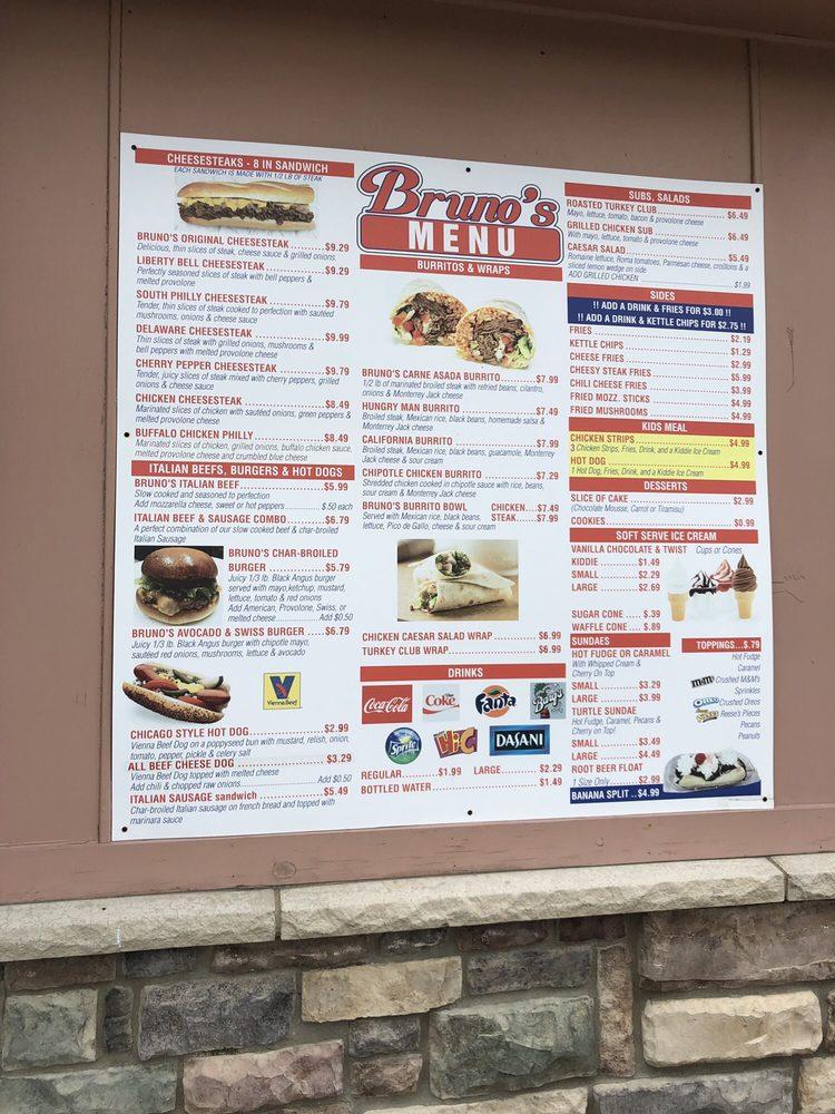 Menu at Bruno's Cheesesteaks desserts, North Aurora
