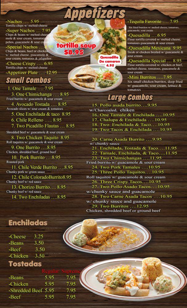 Menu at Tequila Grill restaurant, McMinnville, 325 OR99W