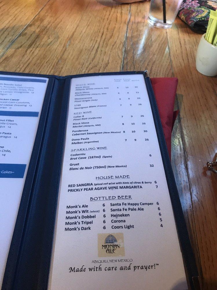 Menu at Café Abiquiu & LaTerraza restaurant, Abiquiu