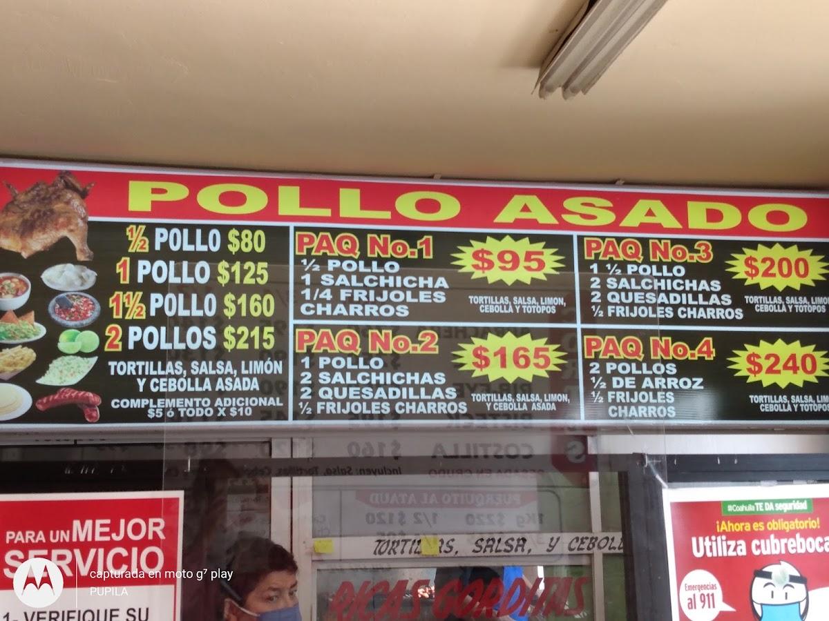 Menu at El Gavilán asadero restaurant, Saltillo