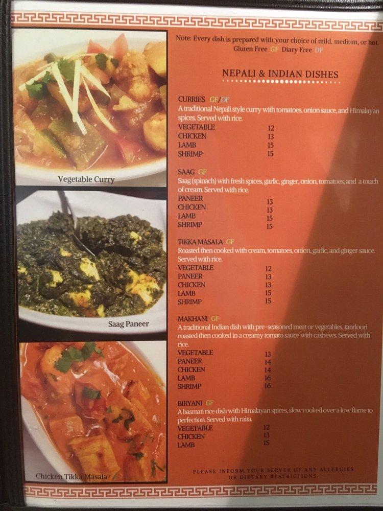 Menu at Everest Sherpa Restaurant, Ann Arbor
