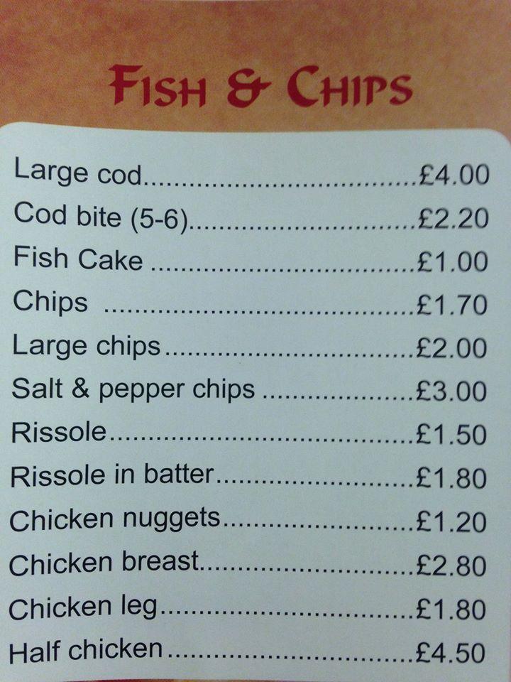 Menu at Hong Kong House fast food, Haverfordwest
