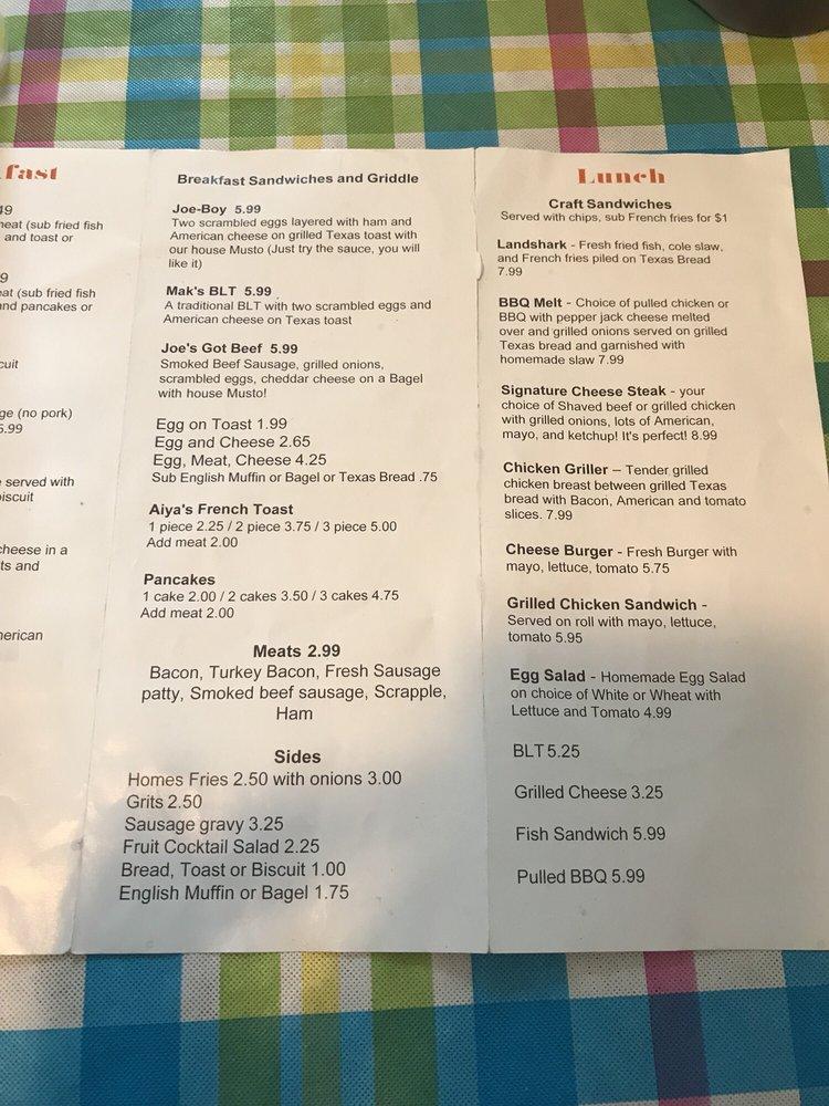 Menu at Joe Mama's Kitchen restaurant, Harrisburg, 2233 Derry St