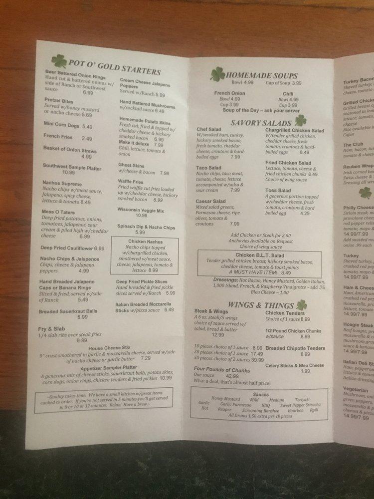 Menu at O'Riley's Tavern pub & bar, Brookville