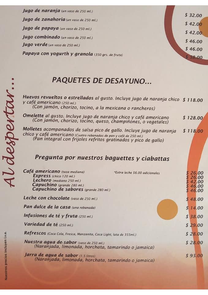 Menu at El Brou restaurant, Xalapa