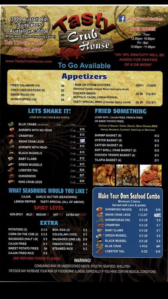 Menu at Tasty Crab House restaurant, Austell, Austell Rd Ste 805