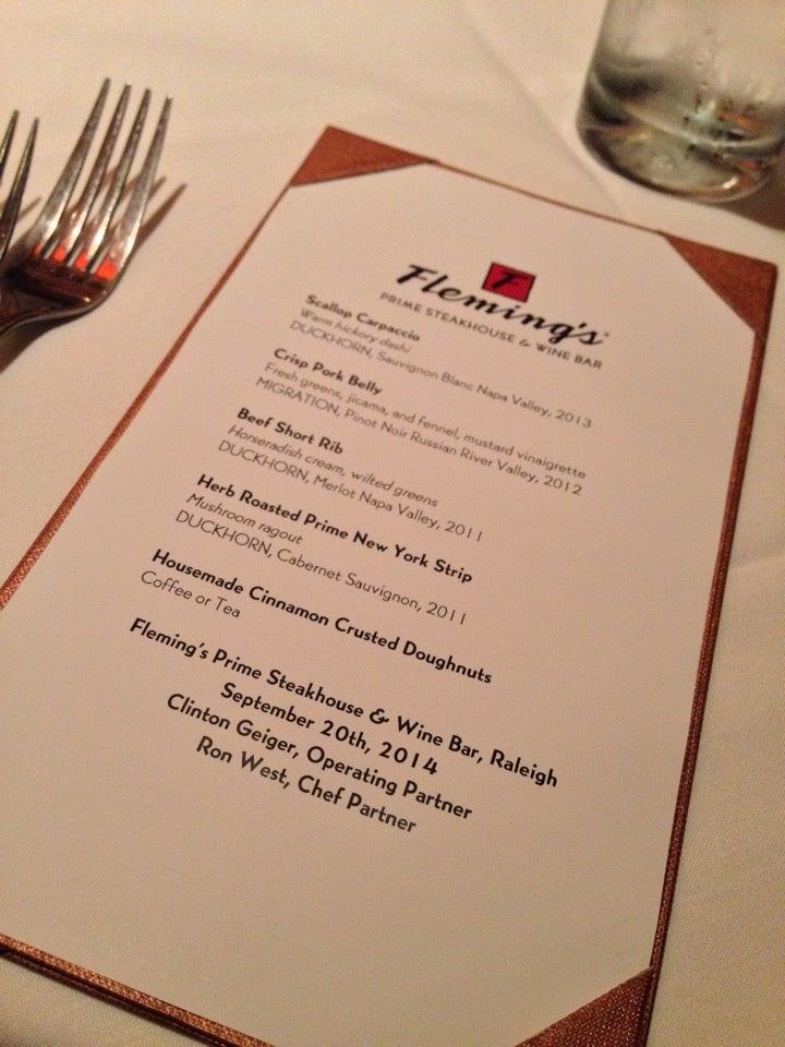Menu at Fleming’s Prime Steakhouse & Wine Bar, Raleigh