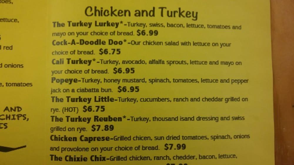 Menu at Buffalo Joes restaurant, La Vernia