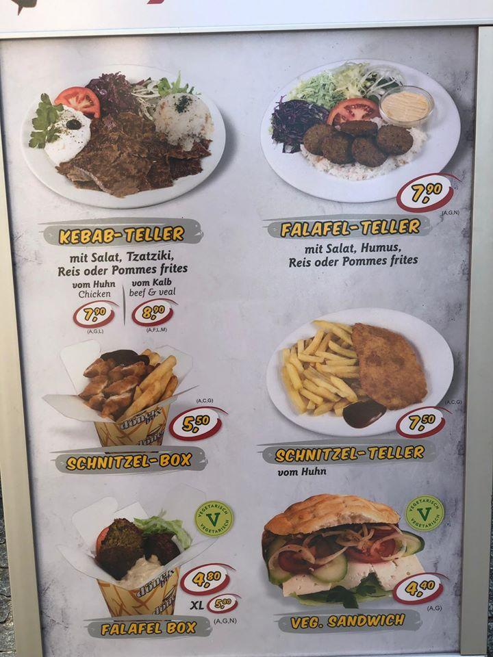 Menu at City Kebab restaurant, Vienna