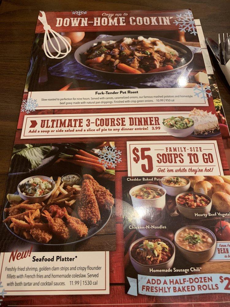 Menu at Bob Evans restaurant, Van Wert