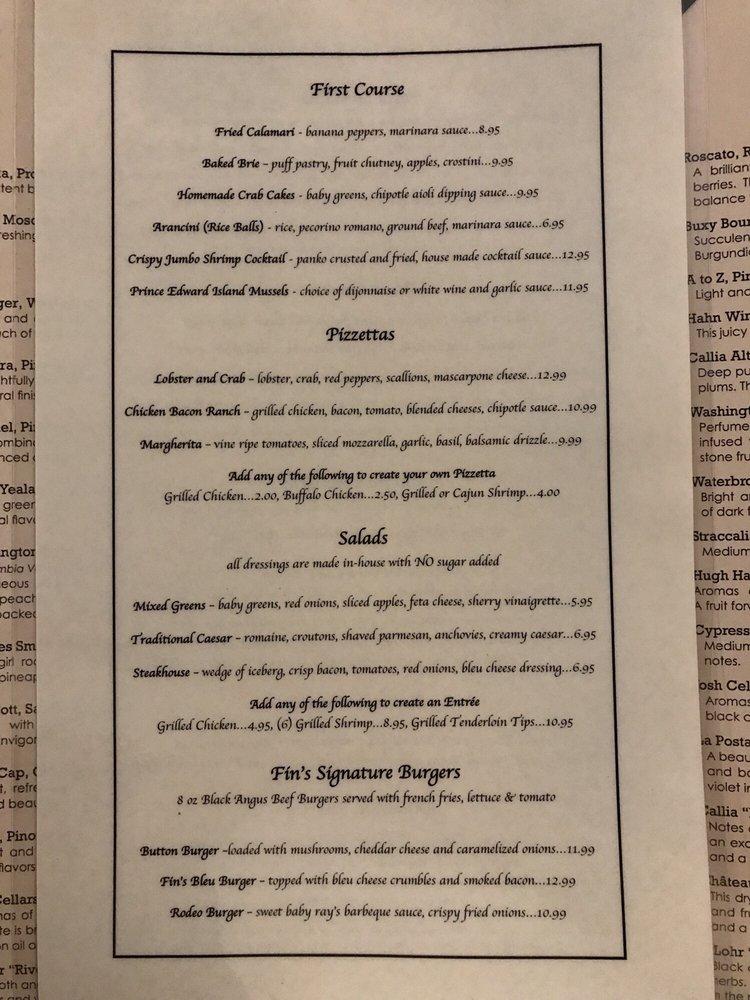 Menu at Fins & Tales pub & bar, Southbridge