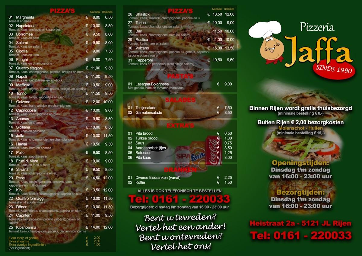 Speisekarte von Pizza Grillhouse Jaffa, Rijen