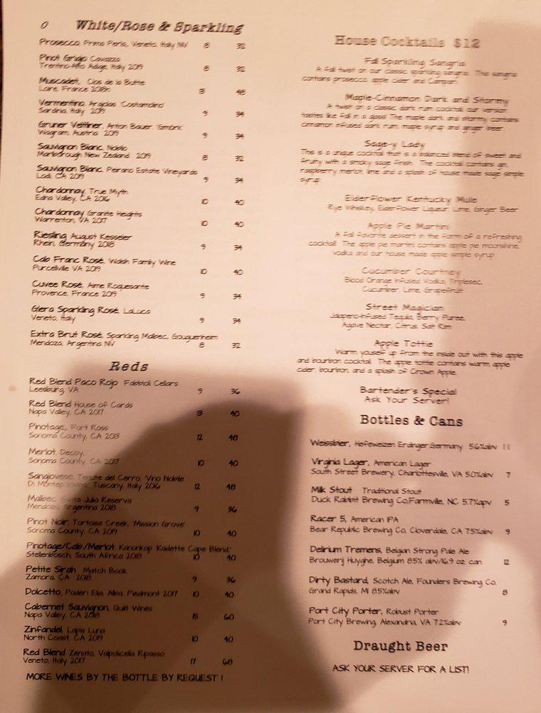 Menu at West End Wine Bar & Pub, Purcellville