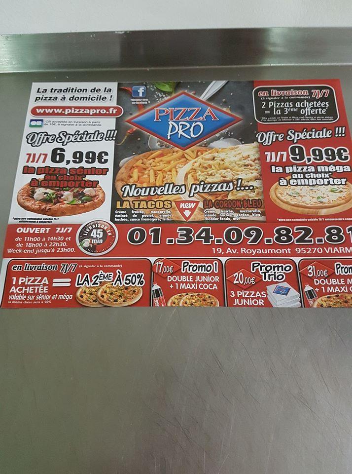 Menu at Pizza Pro restaurant, Viarmes