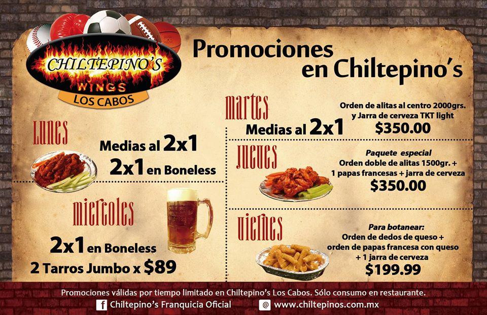 Menu at Chiltepino's Wings Plaza Patio pub & bar, Cabo San Lucas, sub ancla  L