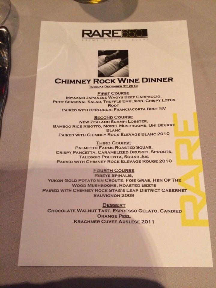 Menu at RARE650 restaurant, Syosset