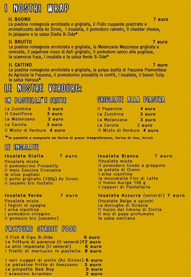 Menu de B-Side