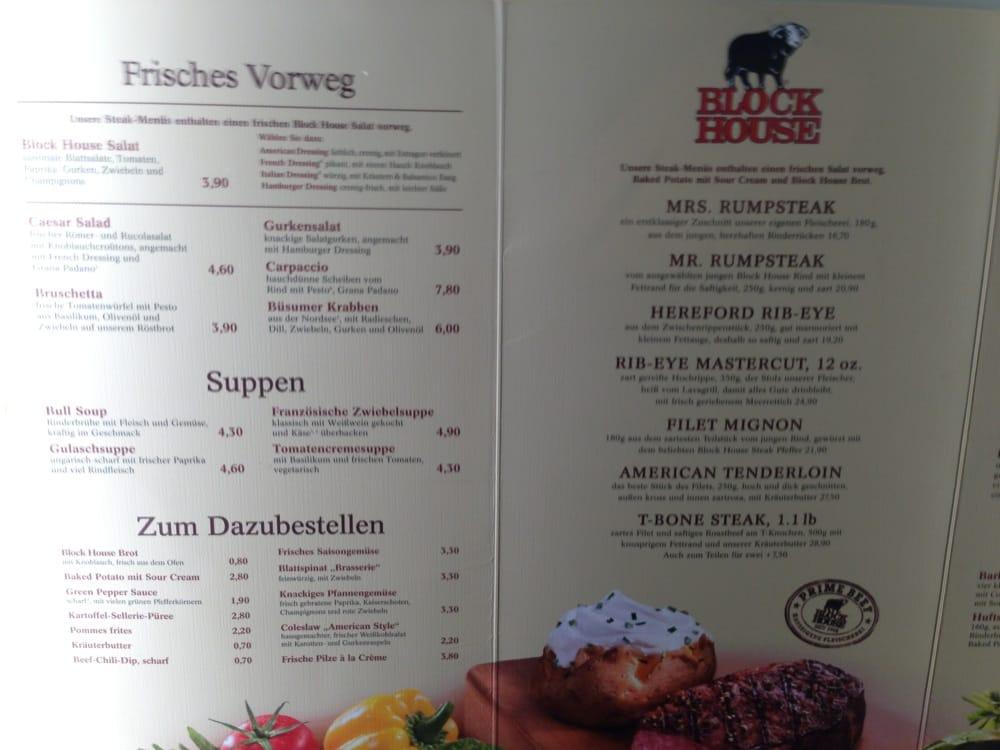 Speisekarte von BLOCK HOUSE Eppendorf steakhaus, Hamburg, Hoheluftchaussee