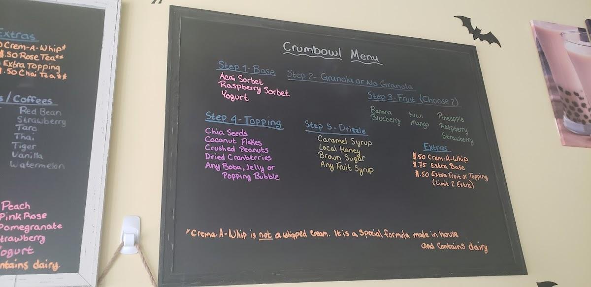 Menu at Boba Bowl, Wooster