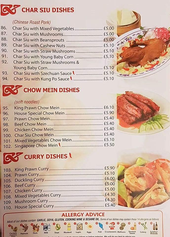 Menu at Lucky House restaurant, Bodmin