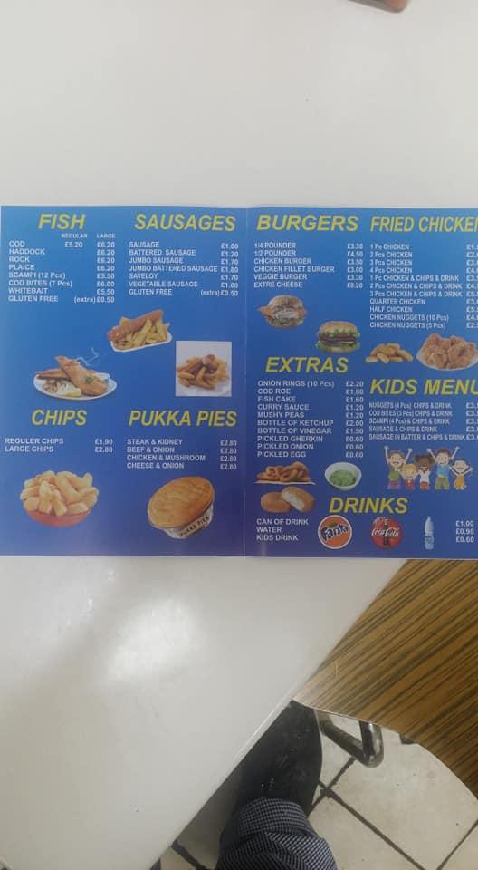 Menu at Patcham Fish & Chips Shop restaurant, Brighton