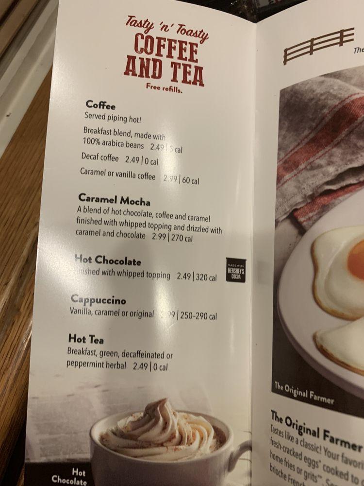 Menu at Bob Evans restaurant, Van Wert