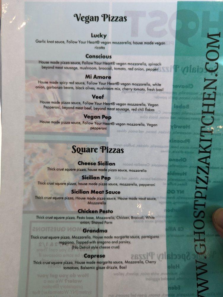 Menu at Ghost Pizza Kitchen pizzeria, Huntington Beach