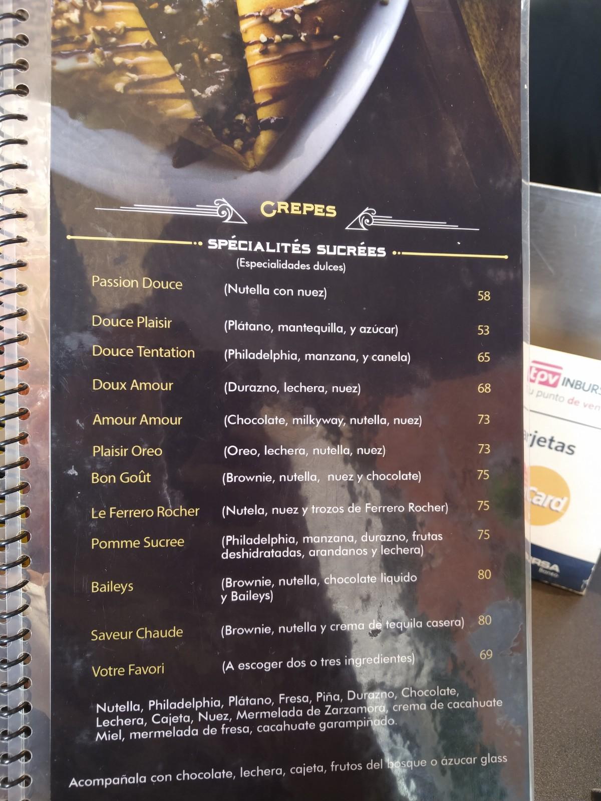 Carta del café MONT DU LAC, Chihuahua